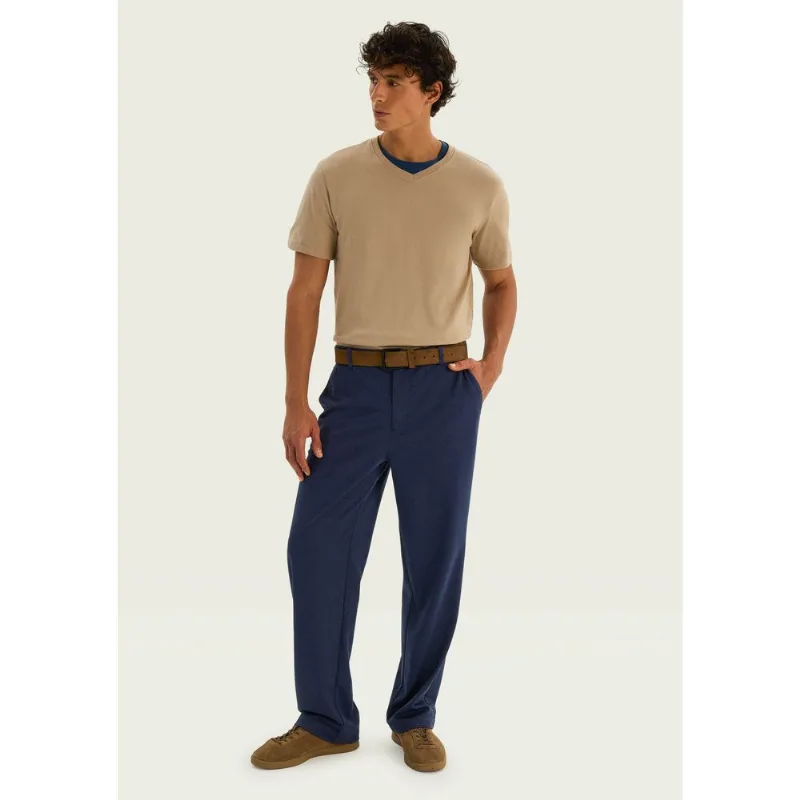 Calça Masculina Reta Em Malha Tech - Azul 046