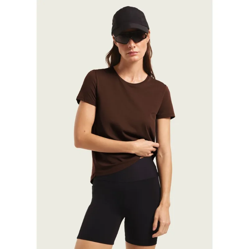Camiseta Esportiva Básica Feminina Proteção Uv - Marrom XG