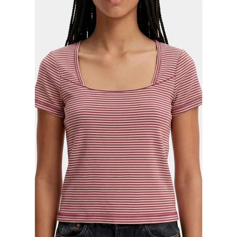 Blusa Teen Manga Curta Decote Quadrado - Vinho XP