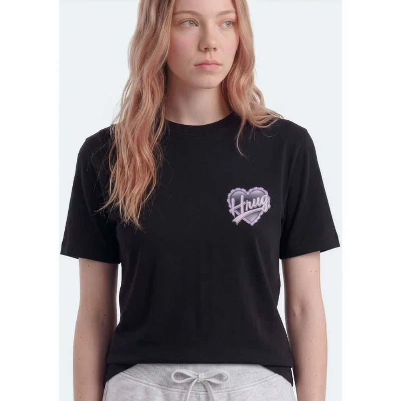 Camiseta Teen Manga Curta Com Estampa - Preto G