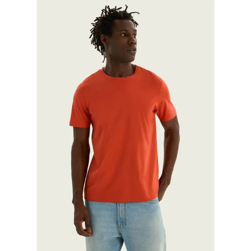 Camiseta Básica Masculina Manga Curta Pima - Laranja M