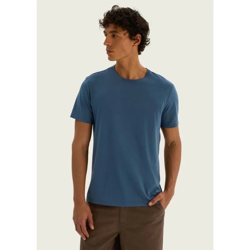 Camiseta Básica Masculina Manga Curta Pima - Azul M