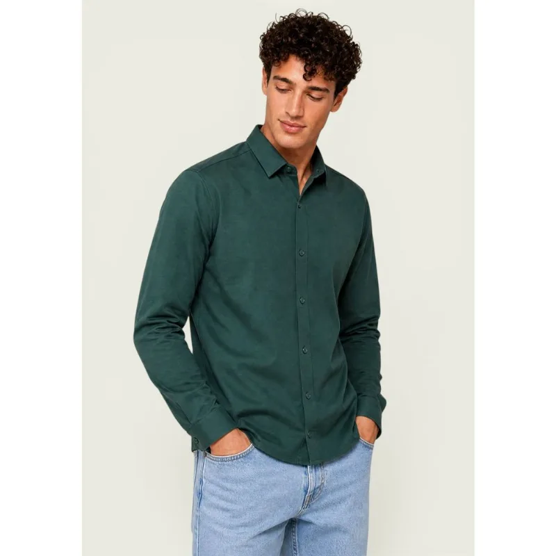 Camisa Masculina Manga Longa Em Piquet - Verde XXG