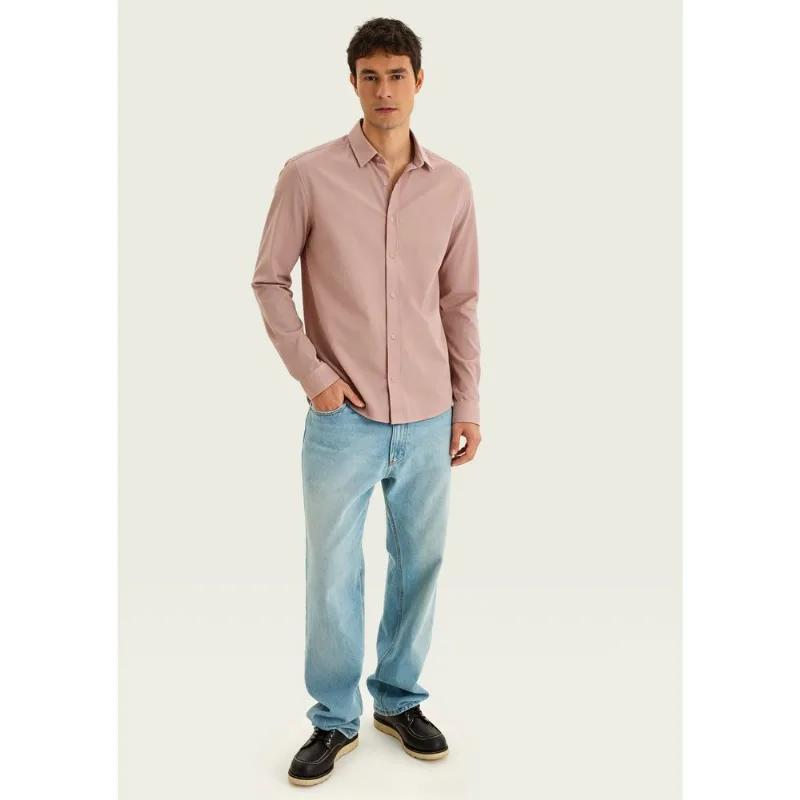 Camisa Masculina Manga Longa Em Piquet - Rosa G