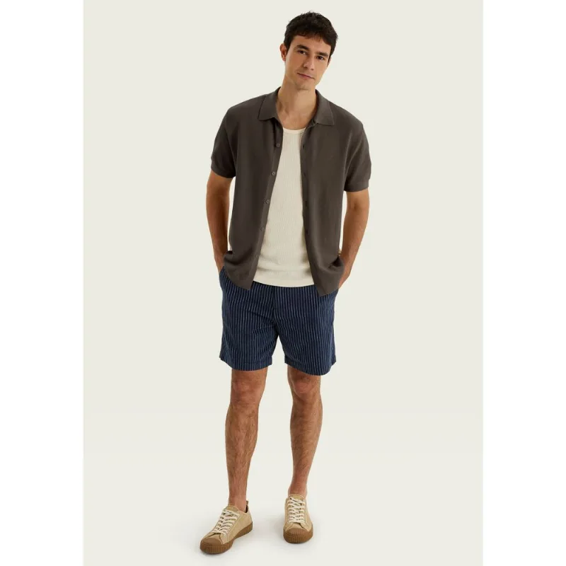 Camisa Masculina Manga Curta Em Tricô - Marrom XG