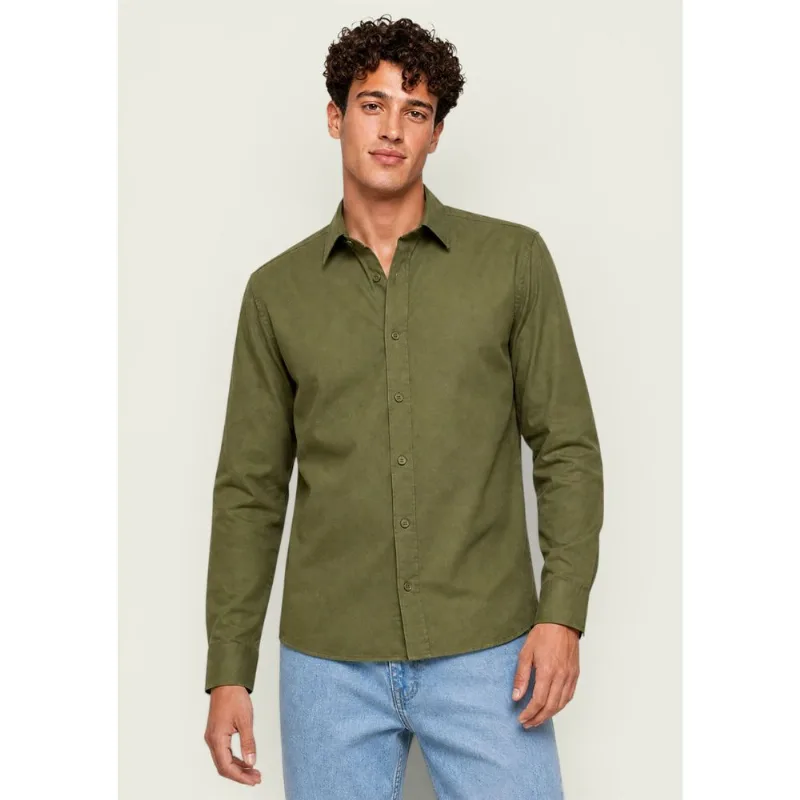 Camisa Masculina Manga Longa Em Algodão - Verde XXG