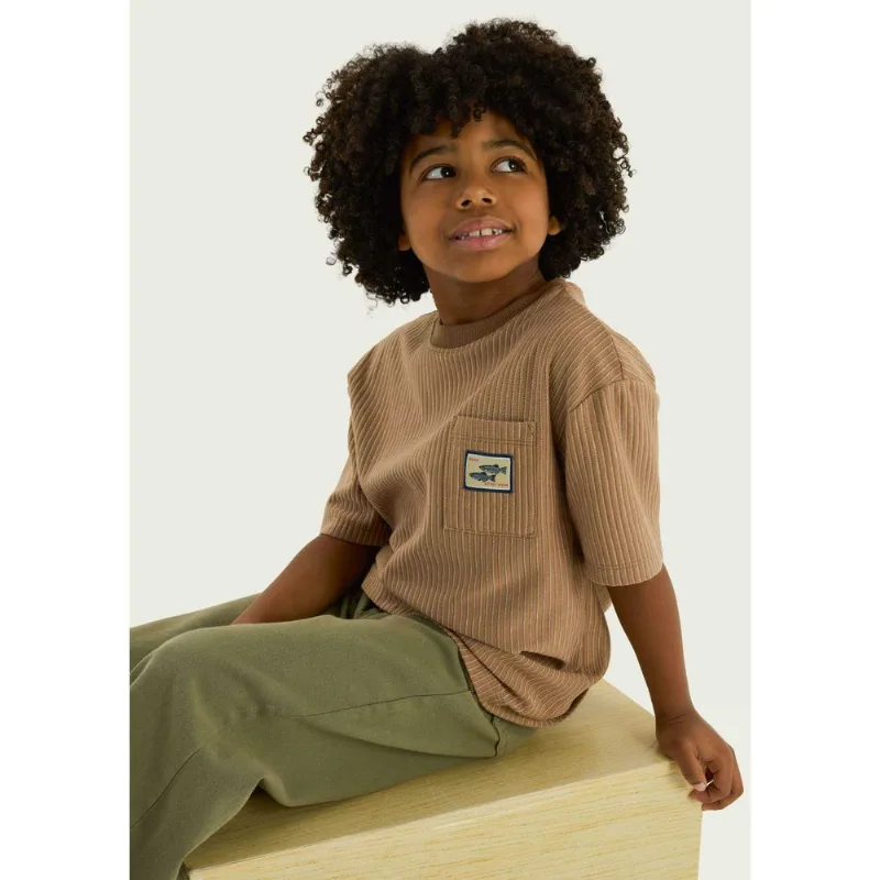 Camiseta Infantil Menino Em Malha Fio Tinto - Marrom 010