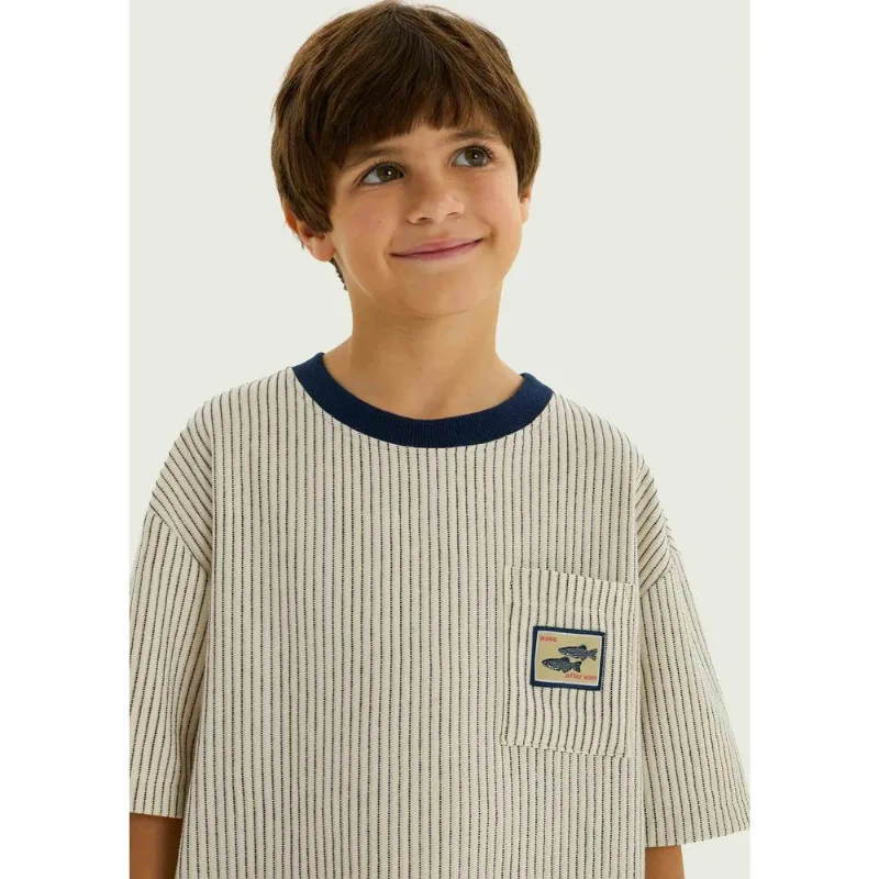Camiseta Infantil Menino Em Malha Fio Tinto - Azul 006
