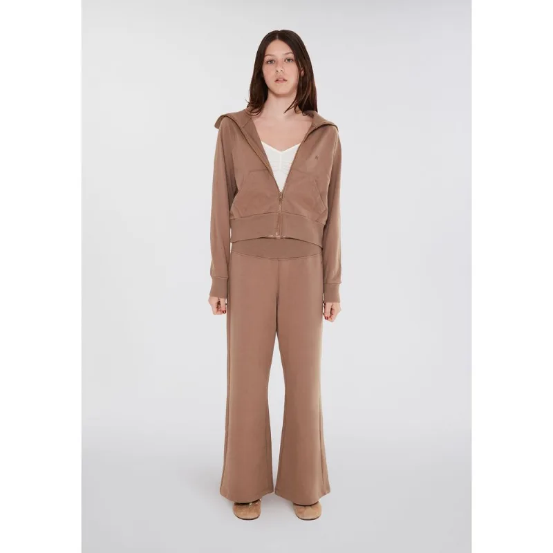 Calça Teen Flare Cós Alto Com Bordado - Marrom G
