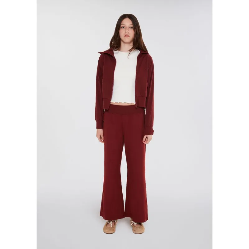 Calça Teen Flare Cós Alto Com Bordado - Vinho G