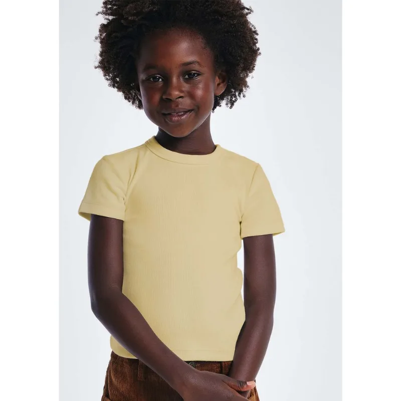 Blusa Infantil Menina Em Ribana Canelada - Amarelo 008