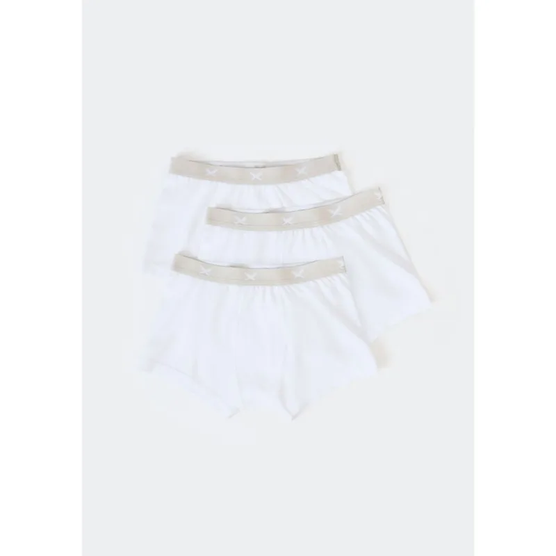 Kit Com 3 Cuecas Infantil Boxer - Branco 012