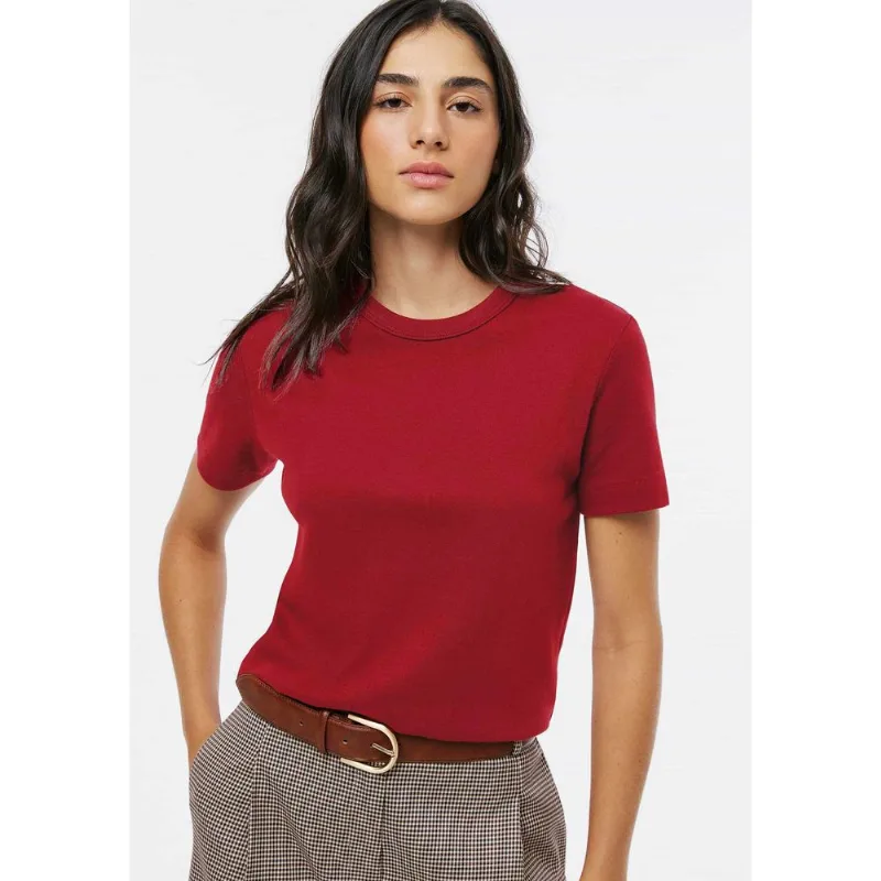 Camiseta Feminina Slim Em Algodão - Vermelho M