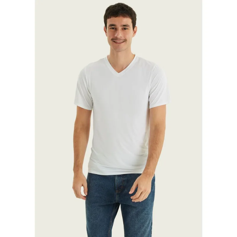 Camiseta Masculina Segunda Pele Gola V Hering Refresca - Branco P