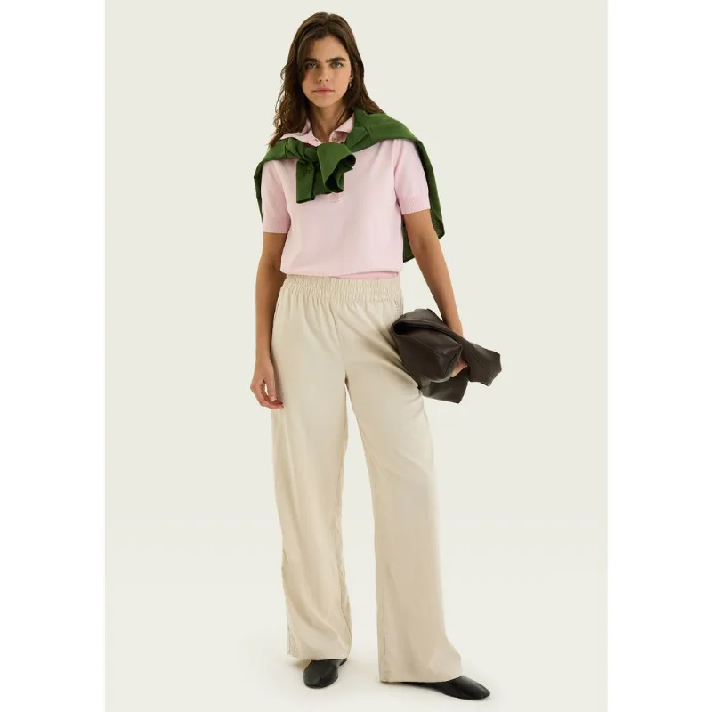 Calça Feminina Reta Cintura Alta - Bege 044