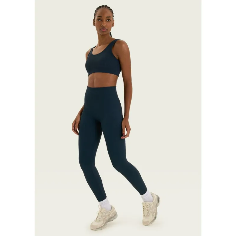 Calça Legging Feminina Canelada Sem Costura - Azul G