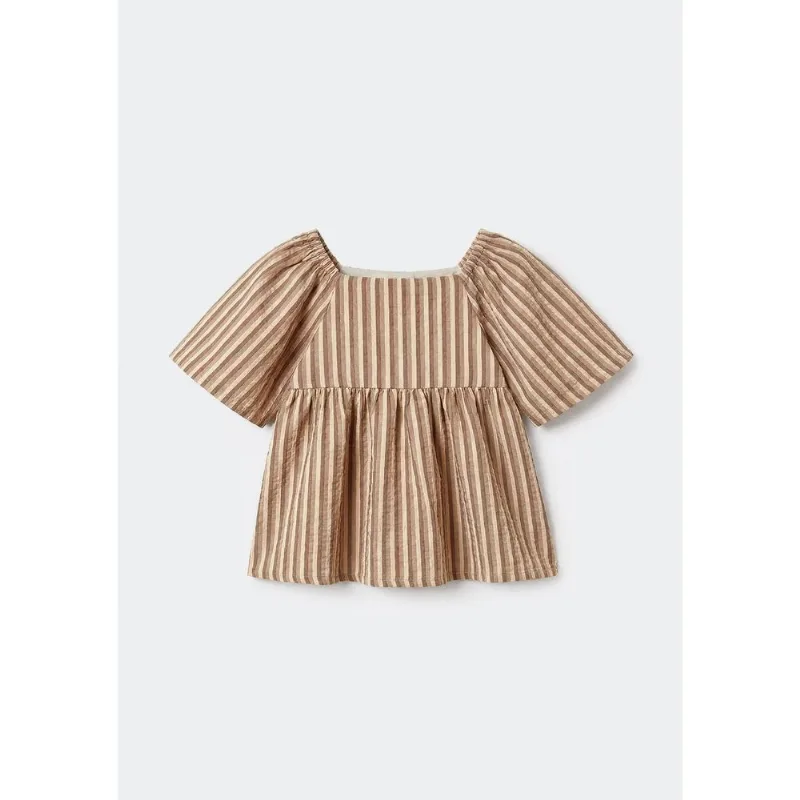 Blusa Infantil Menina Textura Anarruga - Bege 006