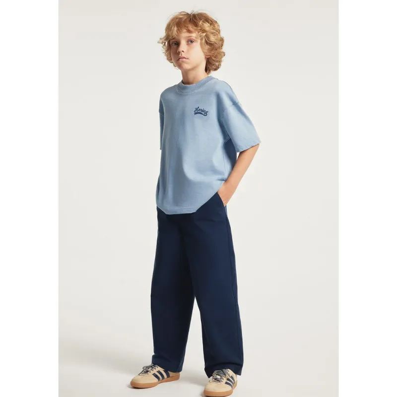 Calça Infantil Menino Reta Em Sarja - Azul 002