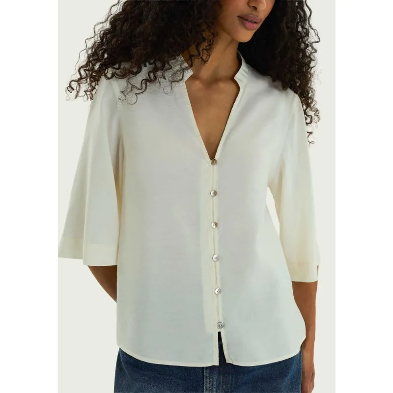 Blusa Bata Feminina Ampla Manga Curta - Bege XG