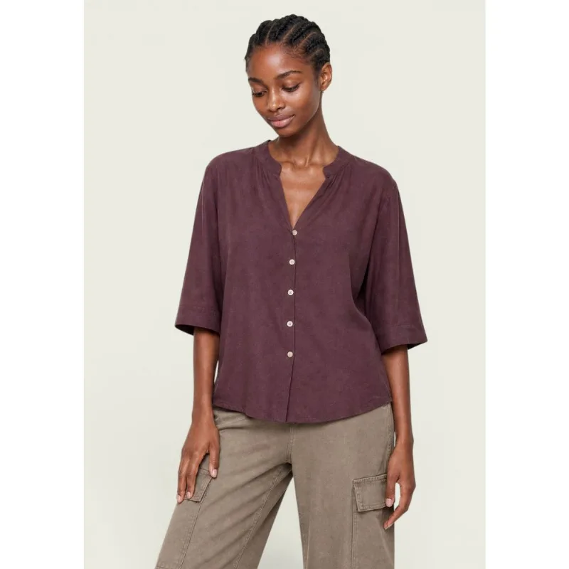 Blusa Bata Feminina Ampla Manga Curta - Vinho G