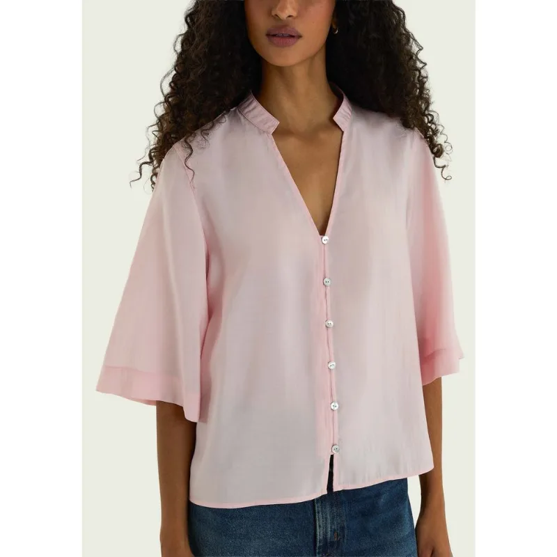 Blusa Bata Feminina Ampla Manga Curta - Rosa G