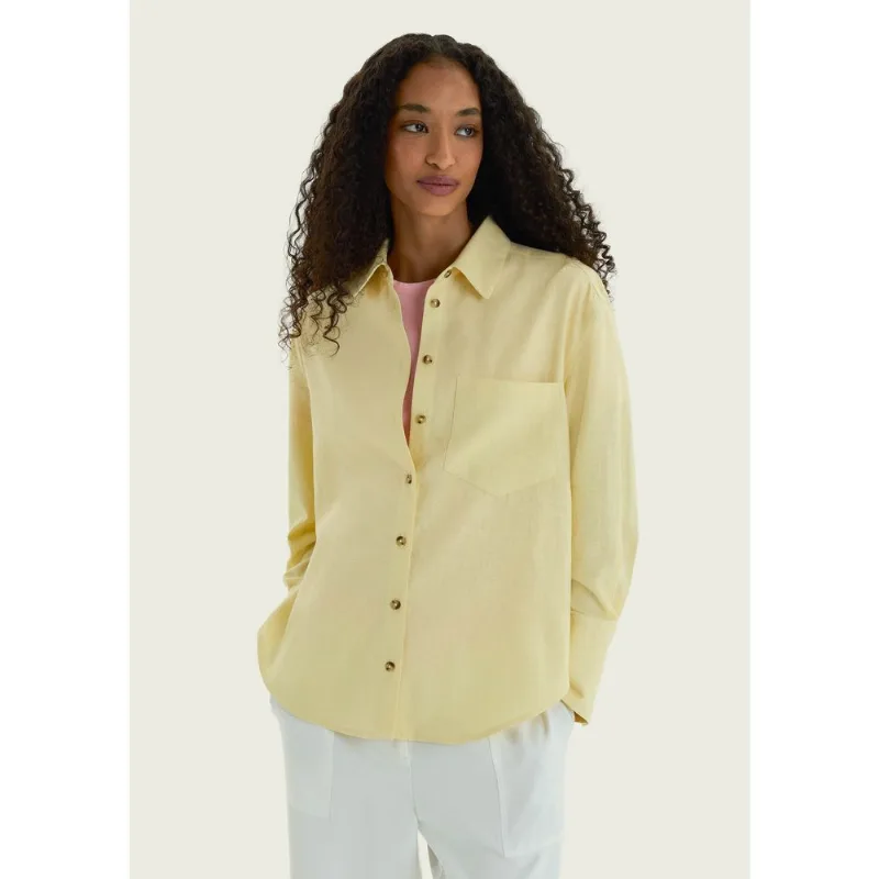 Camisa Feminina Manga Longa Oversized - Bege P