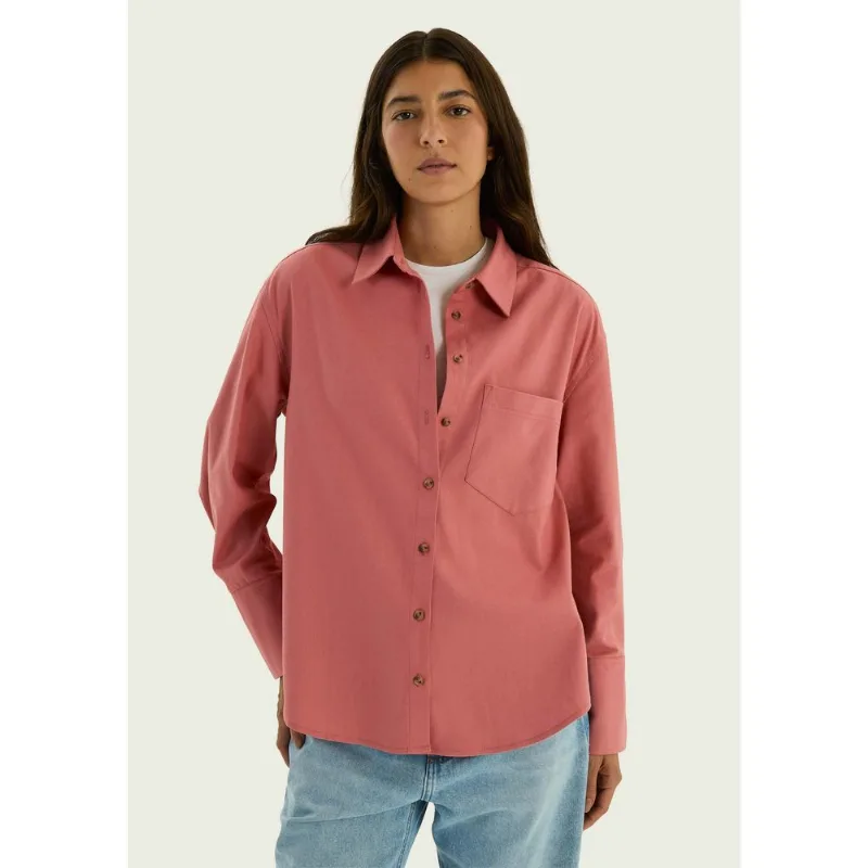 Camisa Feminina Manga Longa Oversized - Rosa M