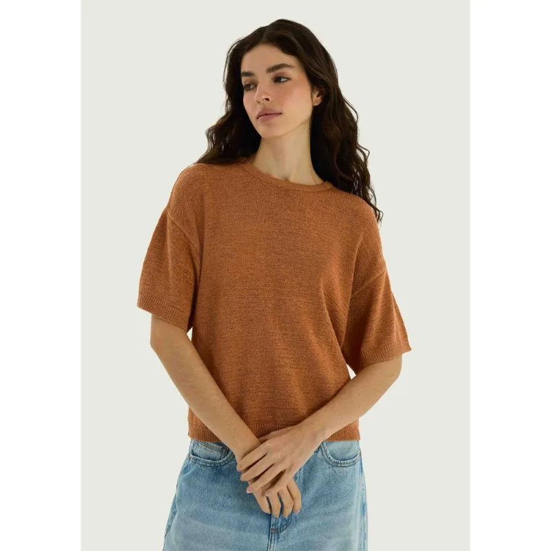 Blusa Feminina Evasê Em Tricô - Laranja P