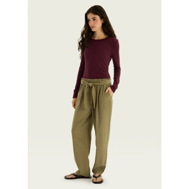 Calça Feminina Reta Com Amarração - Verde P