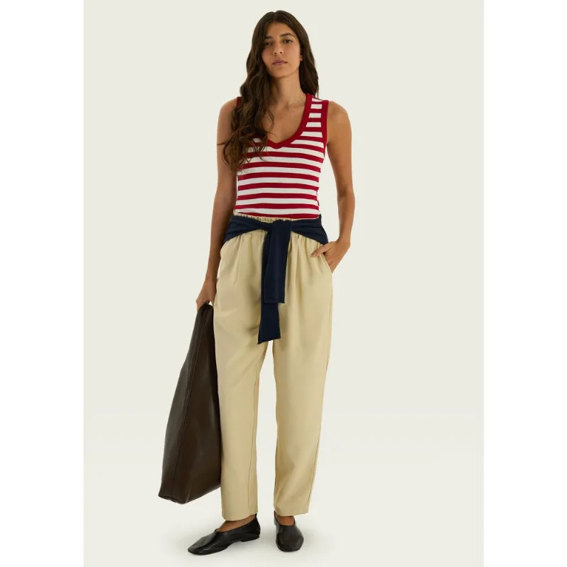 Calça Feminina Reta Com Amarração - Amarelo M