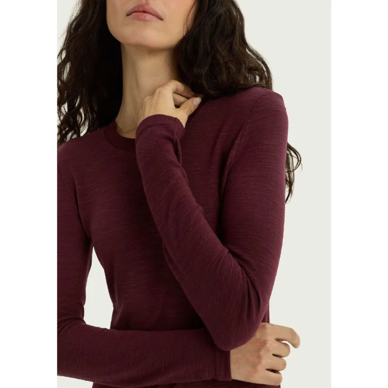 Blusa Feminina Manga Longa Em Tricô Super Leve - Vinho P