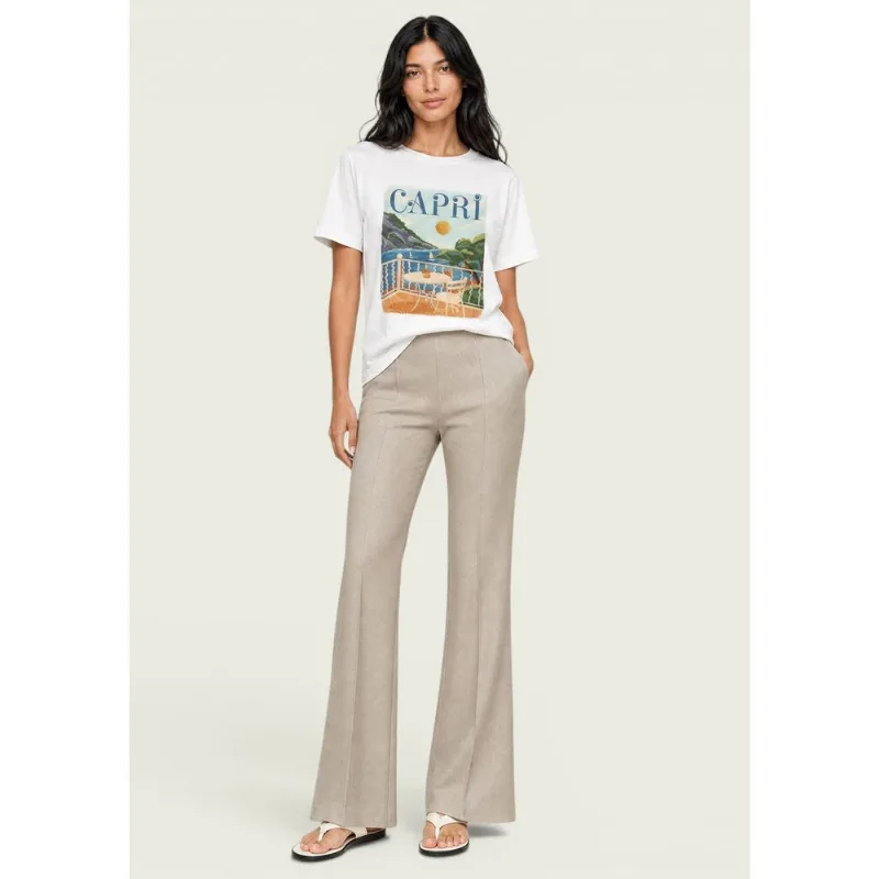 Calça Feminina Flare Em Malha De Viscose - Bege XG