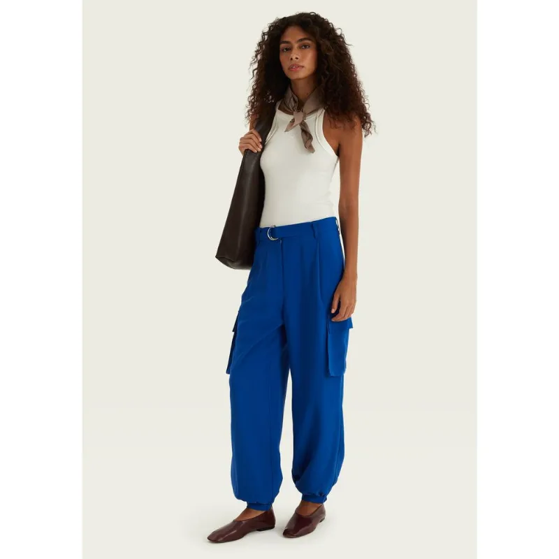 Calça Feminina Jogger Com Faixa - Azul 040