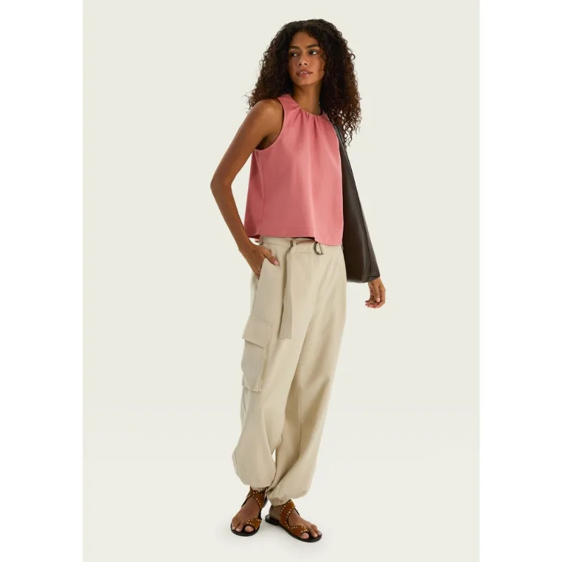Calça Feminina Jogger Com Faixa - Creme 046