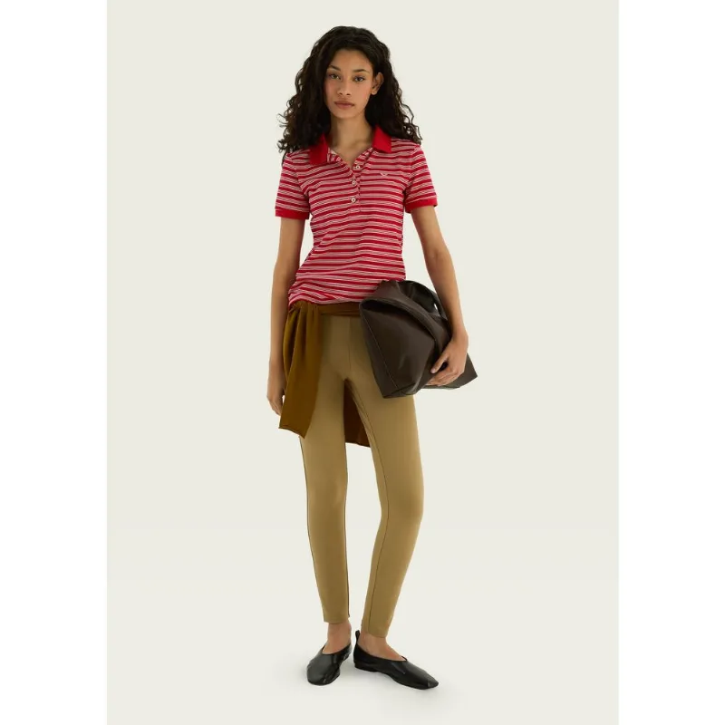 Calça Legging Em Malha Com Elastano - Bege G