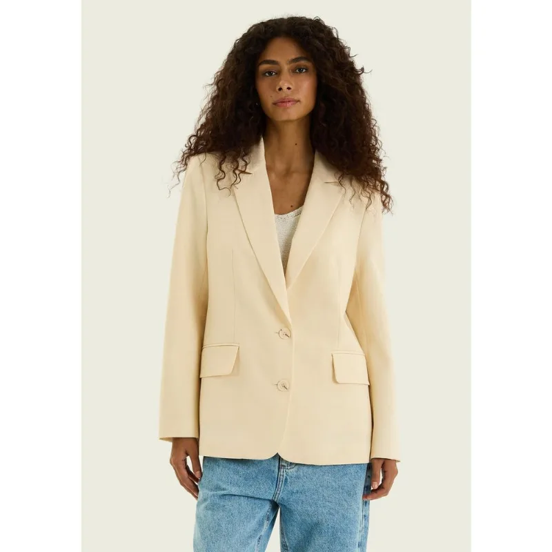 Blazer Feminino Oversized Em Viscolinho - Creme P