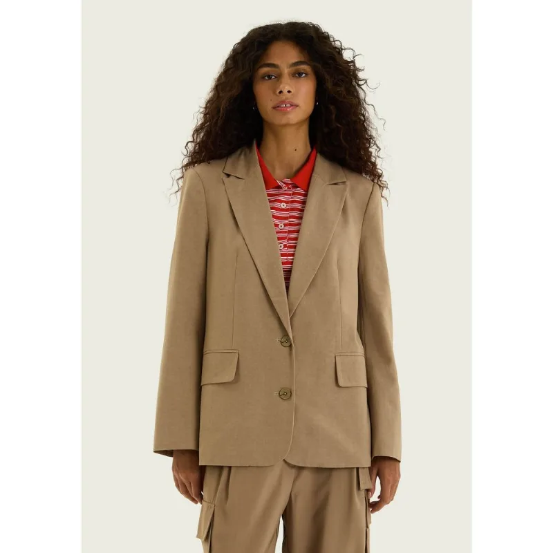 Blazer Feminino Oversized Em Viscolinho - Bege P