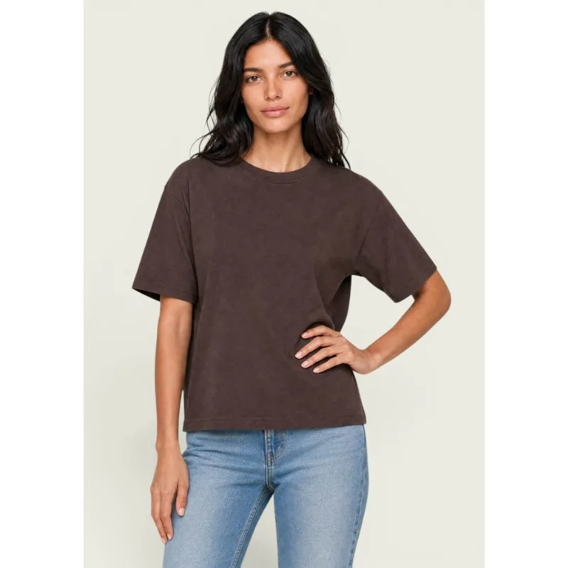 Blusa Feminina Manga Curta Oversized Em Tricô - Marrom XP