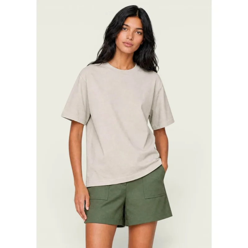 Blusa Feminina Manga Curta Oversized Em Tricô - Bege XG
