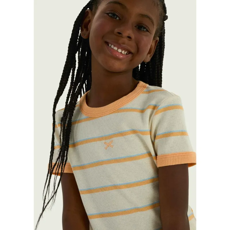 Blusa Infantil Menina Em Ribana Canelada - Laranja 006