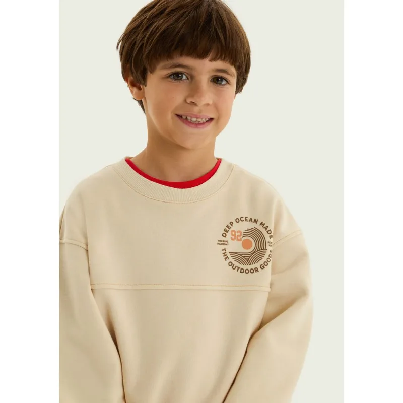 Blusão Infantil Menino Em Moletom Peluciado - Creme 008