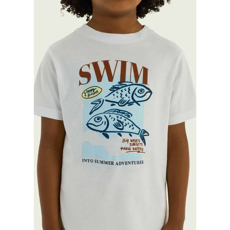 Camiseta Infantil Menino Manga Curta Com Estampa - Branco 016