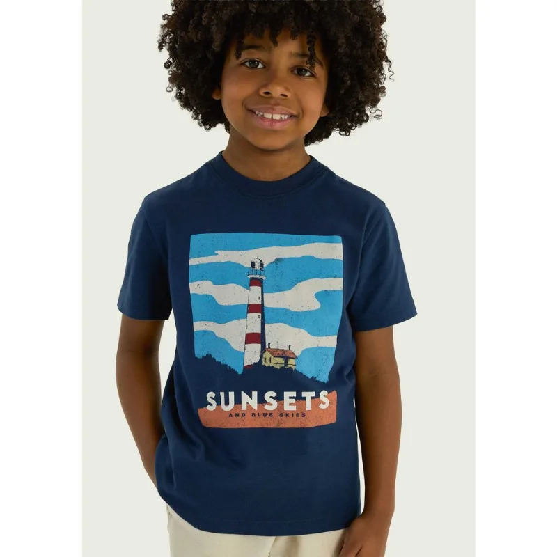 Camiseta Infantil Menino Manga Curta Com Estampa - Azul 008
