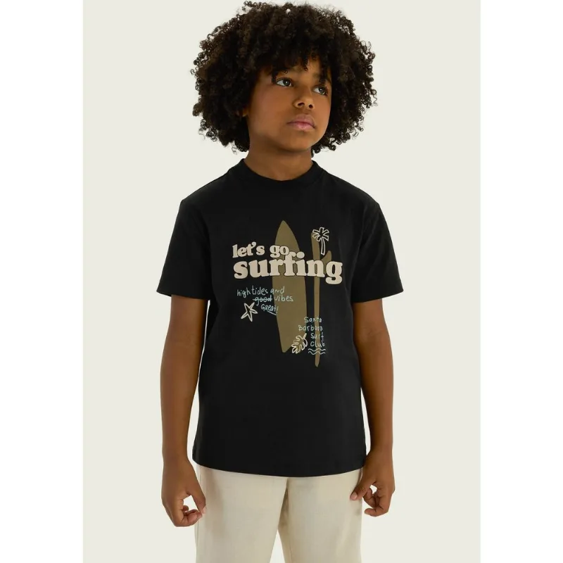 Camiseta Infantil Menino Manga Curta Com Estampa - Preto 008