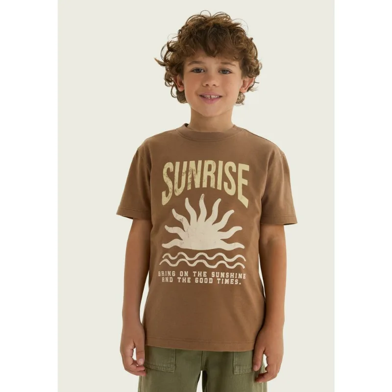 Camiseta Infantil Menino Manga Curta Com Estampa - Marrom 012