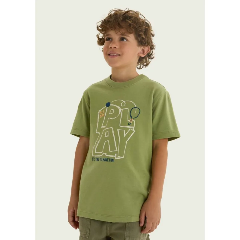 Camiseta Infantil Menino Manga Curta Com Estampa - Verde 006