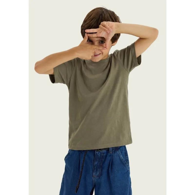 Camiseta Básica Infantil Menino Manga Curta Slim - Verde 010