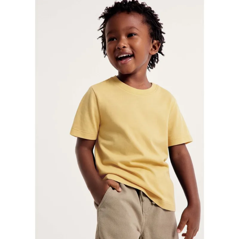 Camiseta Básica Infantil Menino Manga Curta Slim - Amarelo 016