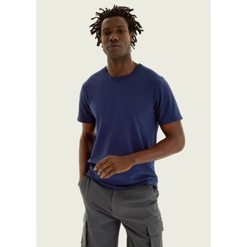 Camiseta Masculina Slim Com Etiqueta - Azul M