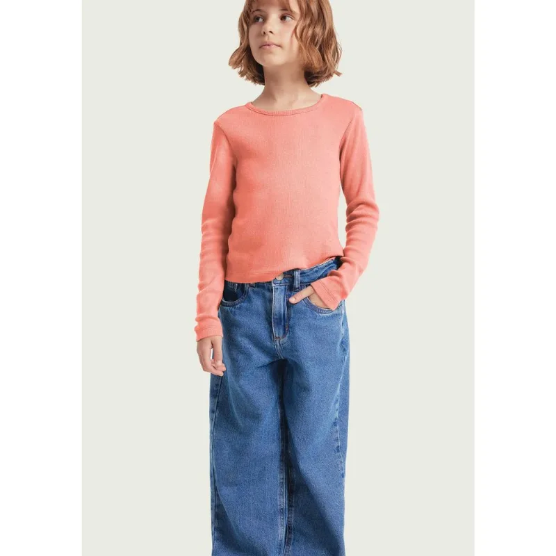 Blusa Manga Longa Infantil Menina Em Ribana - Rosa 012
